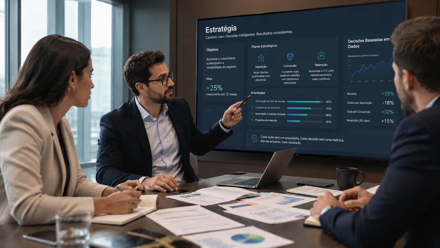 Estratégia digital — planejamento de ações baseado em dados e prioridades